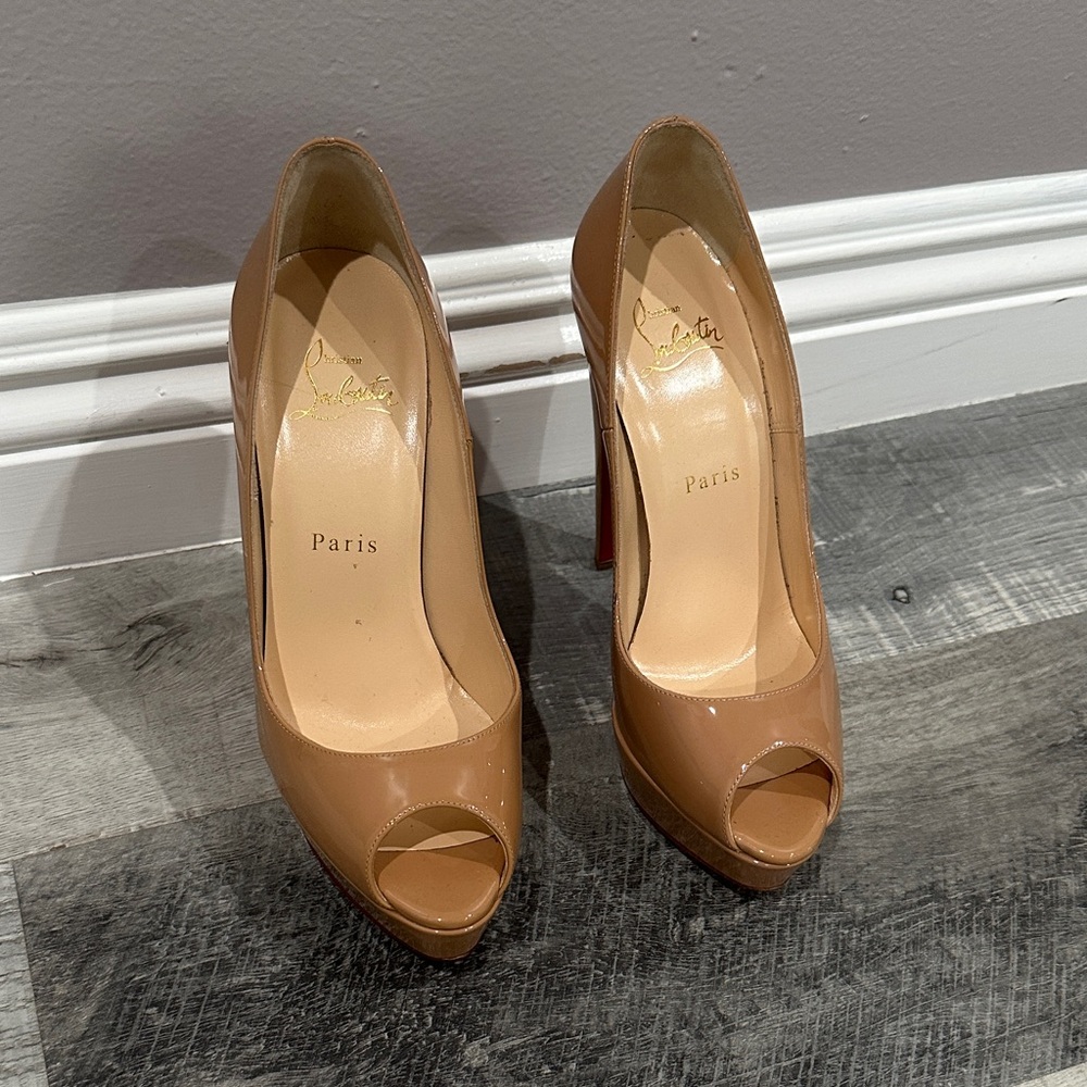 Christian Louboutin Nude Peep-Toe Heels